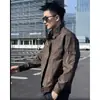 Chaqueta de cuero marrón estilo retro americano Maillard para hombre, moderna y de alta gama, abrigo casual de cuero PU de corte limpio