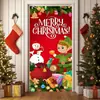 2026 Nova Cortina de Porta Banner de Natal Decoração de Fundo para Fotos ao Ar Livre com Papai Noel e Filhote