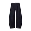 Calça Wide Leg de Bambu Texturizado com Bainha Curva Dupla Camada Estilo Retrô Americano para Homens, Calça Afinando de Caimento Solto, Calça Casual Old Money para Homens