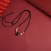 Estilo Xiaohongshu Feijão Vermelho Ágata Vermelha Natural Pulseira Contas Cordão de Casal Colar Corda de Mão Pingente