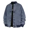 Chaqueta de mezclilla retro americana con cuello alto para hombre, otoño e invierno, lavada y desgastada, prenda exterior casual, ropa de trabajo moderna, ropa casual versátil