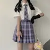 Jk Saia Uniforme Conjunto Genuíno Conjunto Completo Verão Manga Curta Feminino JK Saia Xadrez Original Estudante Estilo Universitário Japonês Saia Plissada