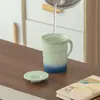 Caneca Cerâmica Colorida Degradê com Tampa Filtrante Separação Água Chá Caneca Chá Café Grande Capacidade Caneca Escritório Caneca Presente Logo