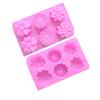 Punto Azul 6 incluso 3 grupos de molde de silicona para pastel de luna con forma de flor para hornear DIY molde para jabón hecho a mano molde de rosa