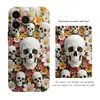 Funda de Película Estilo Oscuro de Halloween con Calavera Floral para iPhone 17 Pro Max, Película Ligera de Cobertura Total
