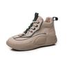 Tenis Blancos de Caña Alta para Mujer, Piel Genuina, Estilo Coreano Nuevo Otoño e Invierno 2026 Versátiles de Suela Gruesa Bloque de Color Deportivos Casuales Zapatos de Papá