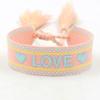 Presente de Dia dos Namorados Tamanho Ajustável Cor Fita Bordada Amor Borla Carta Charm Bracelet