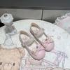 Sapatos de Couro com Laço de Renda Lolita Originais Fofos Sapatilhas Bico Redondo Salto Baixo Lolita Sapatos Pequenos de Couro Jk Princesa