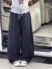 Pantalones deportivos para niñas 2026 otoño e invierno pantalones gruesos para niños mayores con cintura contrastante pantalones de pierna ancha pantalones de fideos de arroz pantalones largos para niños