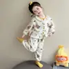 Pijama Cartoon Feminino Primavera, Outono, Inverno 2026 Novo Conjunto Fofo Doce para Casa para Bebês, Roupas de Outono Tardio para Crianças