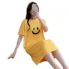 Pijama Feminino de Verão Novo Camisola de Comprimento Médio 2022 Simples Solta para Usar por Cima, Peça Única Cabelo