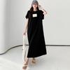 Foto real em estoque novo/simples de primavera e verão 2025 vestido de letra plus size cintura solta vestido T-shirt OP