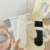 Meias femininas com laços, estilo de alta qualidade, meias de cano médio, cor sólida, antibacterianas, absorventes de suor, meias pós-parto, meias de algodão da moda