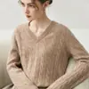 26 Novos Modelos de Outono e Inverno de Cashmere de Luxo Leve Casual Gola V Suéter de Cashmere Espesso Feminino, Macio, Amigo da Pele, Felpudo e Suave