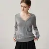 Cárdigan de Punto con Cuello en V, Color Sólido, Botones, Ribete de Encaje Francés de Cachemira, Holgado, Casual, para el Trabajo, Ropa Exterior Versátil para Mujer