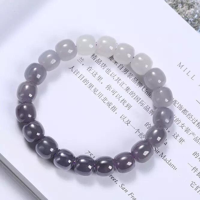 智贝主图_3和田玉手串烟紫烟灰老型珠紫罗蓝渐变色手链男女