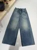/YOUMO Otoño Nueva Llegada Retro Sensación de Alta Gama Textura de Bigotes de Gato Lavado Caída Amplia Pierna Jeans Mujer 95180