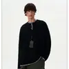 Suéter quente com gola para outono e inverno para homens, camisa de malha lisa casual solta para cavalheiros, camisa básica de manga comprida não amassa para negócios