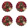 Tenu Comercio Exterior Más Vendido Set de 4 Posavasos Redondos con Estampado de Árbol de Navidad Rojo Decoración Navideña, Antideslizantes y Duraderos, Estilo Americano