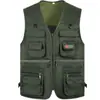 Chaleco sin mangas de punto para hombre de mediana edad, primavera y otoño, cuello en V, multibolsillos, chaleco, ropa para papá, chaleco de pesca para fotografía al aire libre