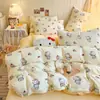 Jialiya Juego de Cuatro Piezas de Terciopelo de Leche Engrosado de Alto Peso Juego de Ropa de Cama de Terciopelo Doble Cara con Estampado Invernal de Campo