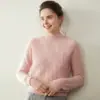 Nuevo Suéter de Cachemir Grueso de Punto Trenzado de Color Sólido con Cuello Semi-Alto para Mujer, Otoño/Invierno 2026, Holgado y Suave Capa Interior
