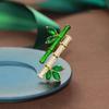 Broche de bambu estilo chinês verde micro diamante high-end elegante pino artístico fivela moda nacional camisa terno acessórios homens e mulheres