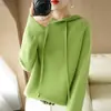 Nuevo suéter de punto con capucha de otoño para mujer, suéter de punto de manga larga, sudadera de punto básica holgada casual, jersey casual