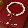 Pulseira de Pérola Gota de Óleo de Pitaya Banhada a Ouro Real Pulseira Simples Fashion Fofa de Desenho Animado Joias de Nicho de Alta Qualidade