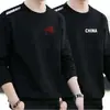 Sudadera para hombre, estilo primavera y otoño, cuello redondo sin capucha, camiseta básica de manga larga, top versátil casual holgado, ropa para hombre