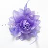 Horquilla de malla con plumas de rosa para novia, accesorio para el cabello con flores para danza, para mano de tela, ideal para actuaciones infantiles.