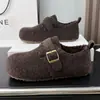 Nuevos Zapatos Birkenstock Casuales Cálidos de Invierno 2026 para Mujer, Estilo Retro, Punta Redonda, Versátiles Slip-On Planos
