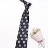 Nova série azul marinho gravata masculina moda executiva listras oblíquas flor pequena 8cm gravata de seda poliéster atacado