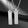 Collar Minimalista de Tira Larga de Acero Inoxidable con Grabado Láser, Cadena para Clavícula Estilo Fresco Unisex, Colgante de Acero de Titanio para Pareja