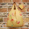 Bolsa de compras mediana a rayas con estampado de cuadros, plegable, ecológica, de nailon, estilo momia, coreana