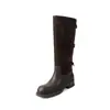 Hebilla de Cinturón Europea de 4 cm de Venta Caliente Botas Largas de Caña Alta Nuevas Otoño e Invierno 2026 Punta Redonda Tacón Grueso Sin Cierre Botas Casuales para Montar