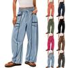 2025 Venta Caliente Transfronteriza Pantalones Anchos Sueltos para Mujer Pantalones Anchos Casuales de Verano Cintura con Cordón Pantalones Casuales Pantalones Deportivos Negros