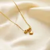 Nuevo Estilo Collar de Acero de Titanio con Forma de Corazón y Lazo para Mujer, Alta Calidad, Moderno, Exquisito, No se Desvanece, Set de Cadena para Clavícula con Forma de Corazón