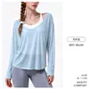Ropa Deportiva Nueva Transfronteriza para Yoga Camiseta Deportiva Holgada Perezosa Pilates Manga Larga Cuello U Grande Ropa Deportiva de Fitness Top