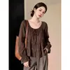 Camisa de manga larga con volantes de moda estilo francés, nuevo modelo otoño 2026, ropa de mujer talla grande, top estilo muñeca que reduce la edad