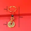 Se puede hacer tú mismo con cuerda roja creativa, cinco monedas de emperador, accesorios semiacabados para llaveros, accesorios para bolsos, colgante para coche, generación