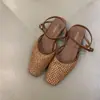 Sandalias Romanas de Nicho Francés para Mujer Verano 2025 Nuevas Sandalias Retro Tejidas Bohemias con Tacón Grueso Huecas