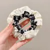 Suave con el cabello, elegante y con estilo, scrunchie, pasador de malla floral pequeño estilo coreano, accesorio para el cabello plisado de estilo de hada