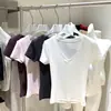 Camiseta de Manga Corta con Cuello en V Multicolor con Diseño de Ceñido a la Cintura para un Look Adelgazante y Sexy para Mujer