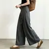 Pantalones de pierna ancha de moda, estilo europeo, gama alta, modernos, 2026 verano, fluidos, nicho, de cintura alta, para figura de pera, adelgazantes, pantalones casuales