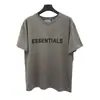 Camiseta de Manga Corta con Estampado de Silicona Niebla Doble Línea Esenciales para el Pecho Letra Verano Europeo y Americano Moderna Holgada High Street Hombre