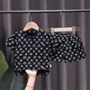 Ropa de verano para niños 0-4 años niños Ocio camiseta con estampado completo de letras conjunto de dos piezas comercio exterior transfronterizo venta al por mayor de ropa para niños