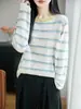 Top de Punto con Bloques de Color de Verano para Mujer, Cuello Redondo, Sentido del Diseño de Nicho, Holgado, Adelgazante, Transpirable, Versátil, Estilo Suave, Top con Temperamento