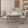Mesa de comedor minimalista de pizarra de lujo ligero para apartamentos pequeños, silla rectangular Baylor para cocina y sala de estar, mesa y sillas de comedor color púrpura Morandi