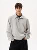 Sudadera pesada para pareja de color sólido estilo Hong Kong con solapa tipo polo americano, combina con todo, sudadera chic suelta para hombre, primavera y otoño